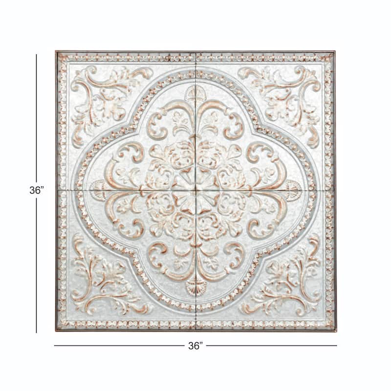 Metal Scroll Wall Decor with Embossed Details - Gray - Roche River Decor