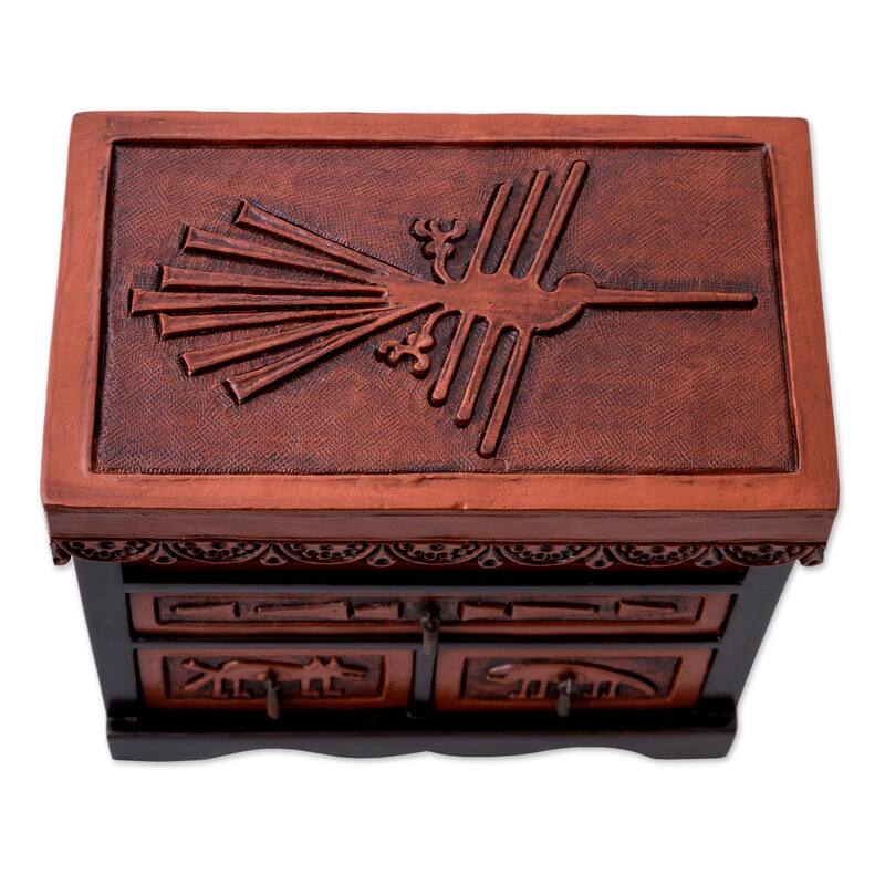 Novica Handmade Nazca Chamber Leather And Cedar Wood Jewelry Box