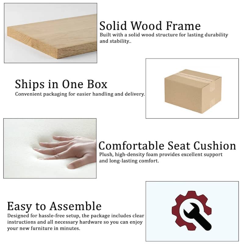 CraftPorch 2-Pieces Contemporary Clean-Line Linen Upholstered