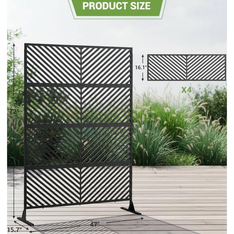 Freestanding Metal Privacy Screen, with Stable Base