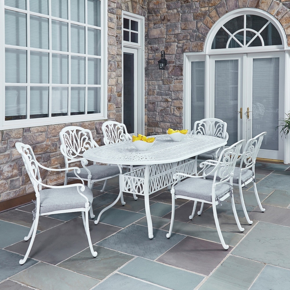 White oval outlet outdoor dining table