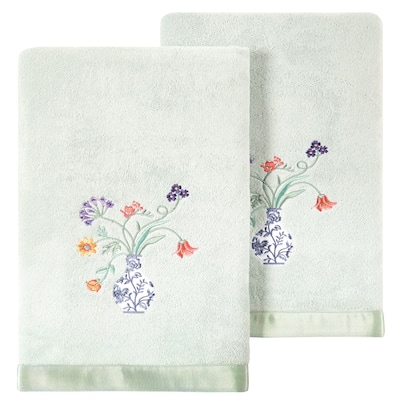 Authentic Hotel and Spa 100% Turkish Cotton Stella 2PC Embellished Towel Set