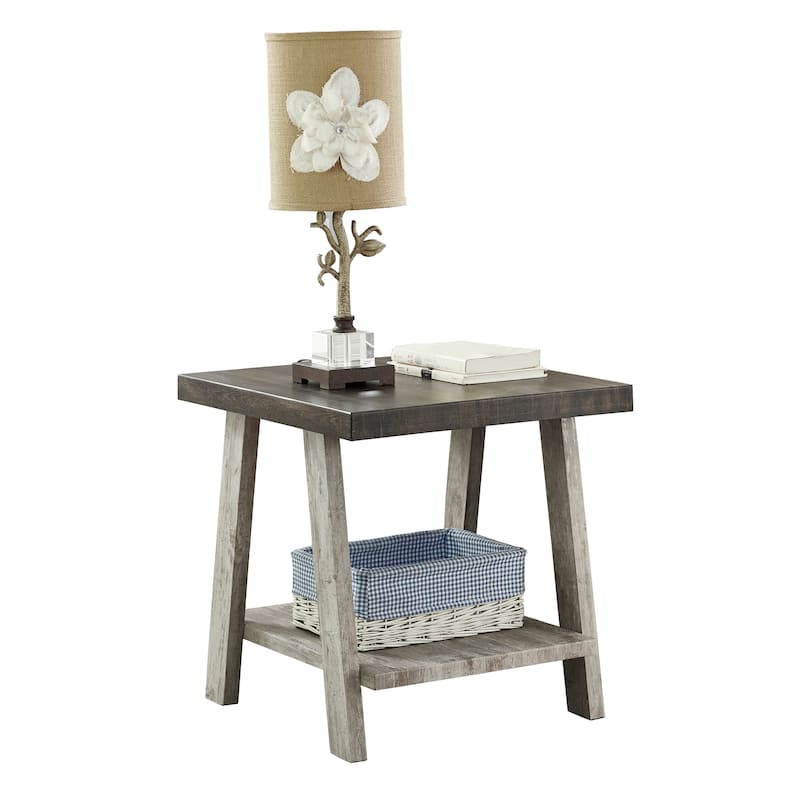 Contemporary Two-Tone Wood Shelf End Table