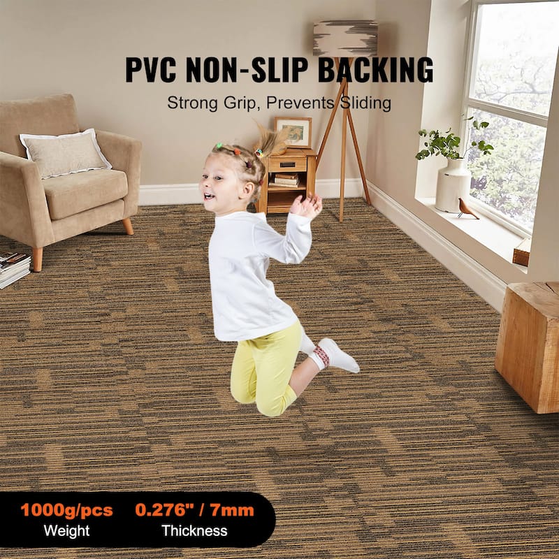 Carpet Tiles Reusable, 20"x 20" Carpet Squares With Padding Attached, Soft Padded Carpet Tiles, Easy Install DIY for Bedroom