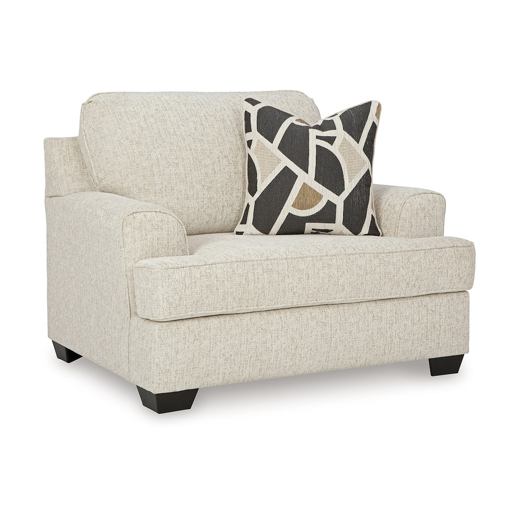 Burgess Accent Chair, Quartz Beige Polyester, 1 Throw Pillow, Black