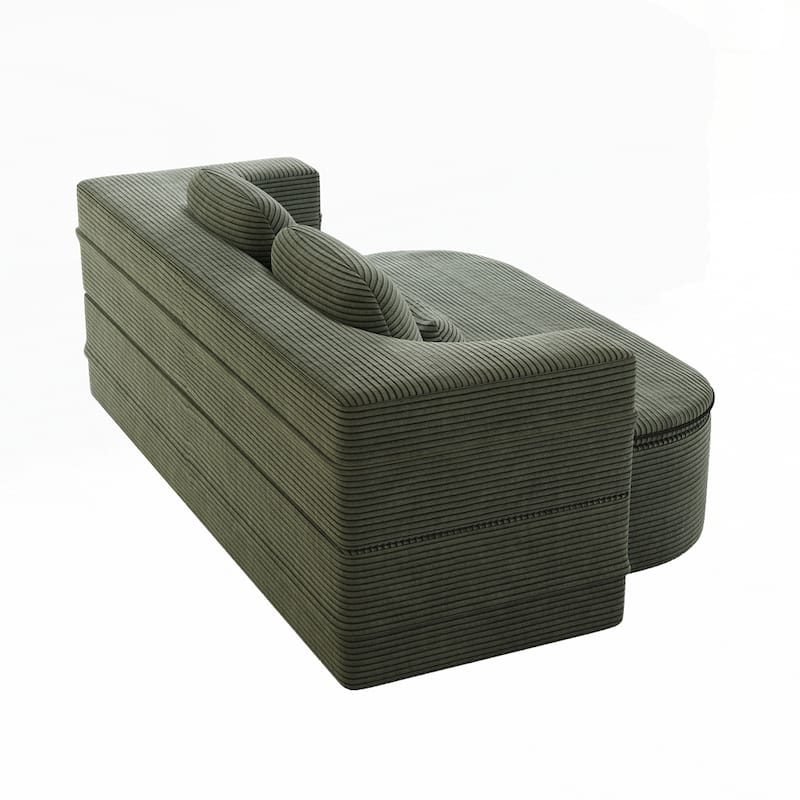 Folding Mattress Sofa with Fixed Shape Frame Convertible Sleeper Foam Sofa Bed with Blanket