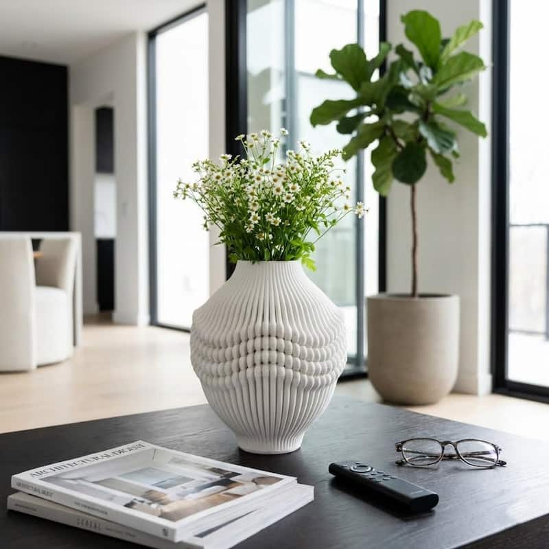 Decorative Vase - Ivory Ceramic 3D Printed Artistic