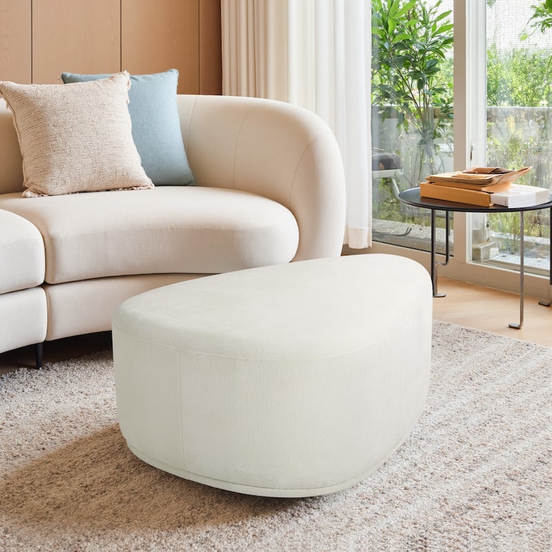 Bonnie 26"/43" W Chenille Small/ Oversized Triangular Cheese Ottoman - Oversized:43.7"×31.7"×16" - Beige