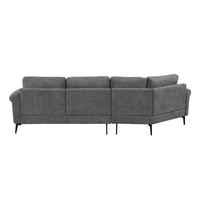 111" Chenille Curved 3-Seater Sofa with Removable Patterned Pillows