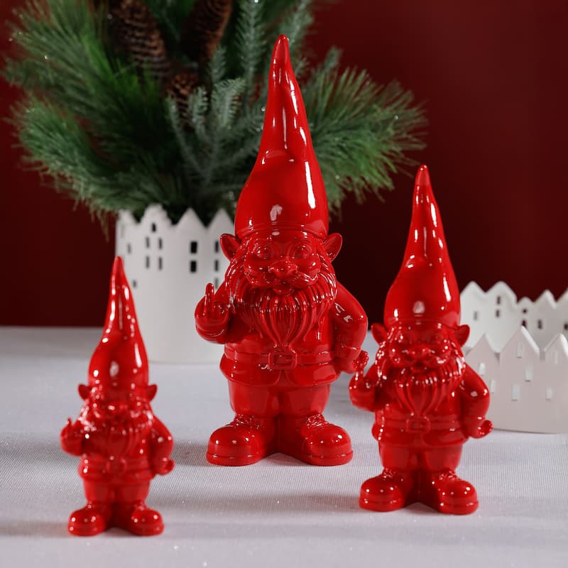 Whimsical Fun Gesture 9" Tall Gnome Holiday Tabletop Figurines, Set of 2