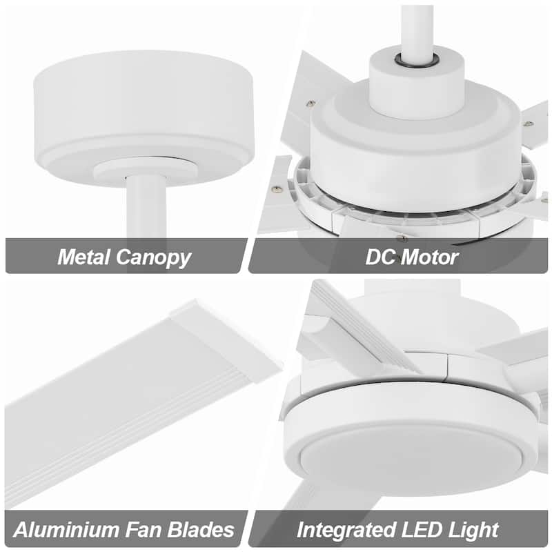 MLiAN 60 In. 5 Aluminium Blades Indoor LED Ceiling Fan with Remote, Smart Ceiling Fan - 60"