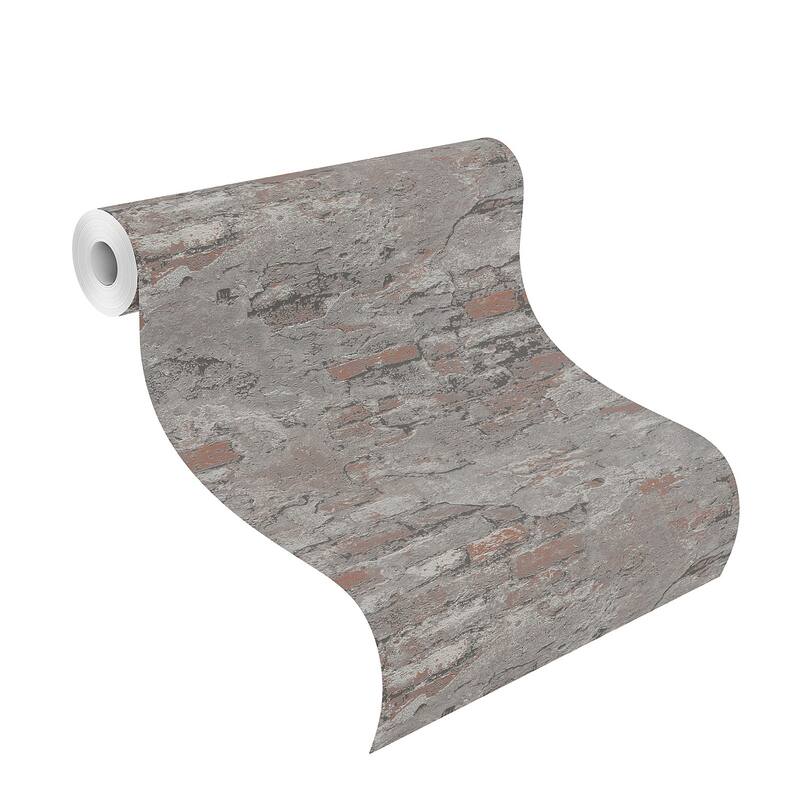 Rasch Templier Grey Distressed Brick Wallpaper