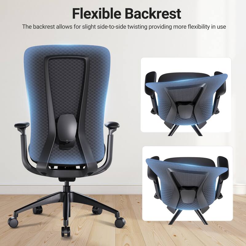 Ergonomic Office Chair, 4D Armrests, Seat Depth, Memory Foam, 300lbs, AirMesh Back