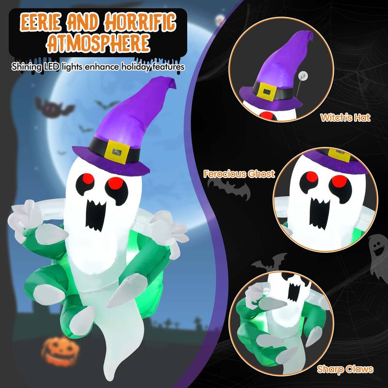 Costway 3.6' Halloween Inflatable Ghost Indoor Outdoor Blow Up Flying - See Details