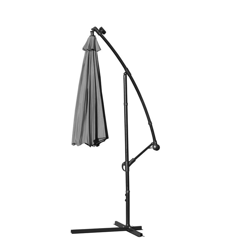 DAVEE 9.5 Ft Offset Cantilever Hanging Patio Umbrella with Solar LED Light- RED
