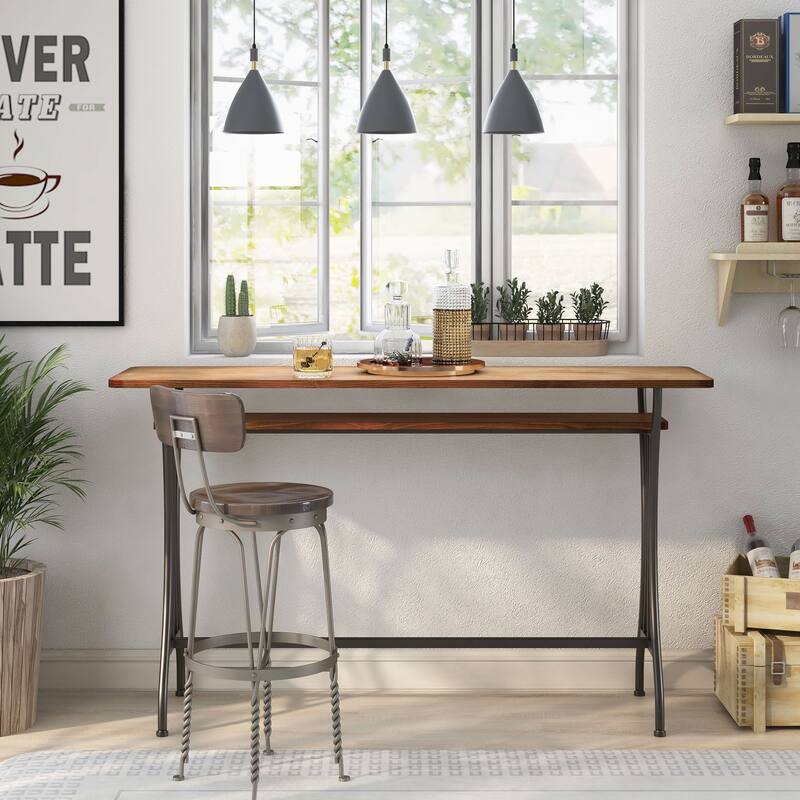 DH BASIC Industrial 60-inch Metal 1-Shelf Counter Height Table by Denhour