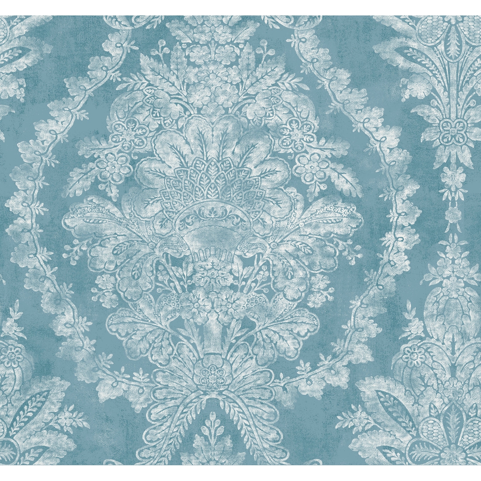 Ronald Redding Charleston Damask Blue Wallpaper