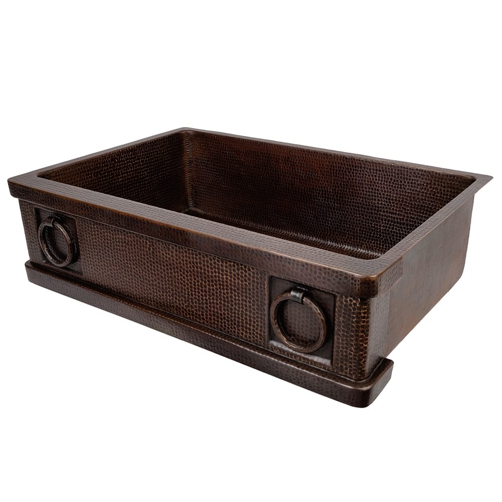 33-in Hammered Copper Apron Front Single Basin Kitchen Sink w/ Rings (KASDB33229R)
