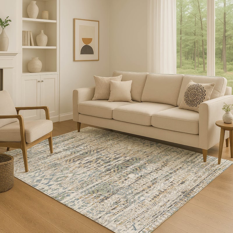 Premium Washable Super Soft Modern Global Mayfield Rug - Ivory - 2'6" x 3'10"