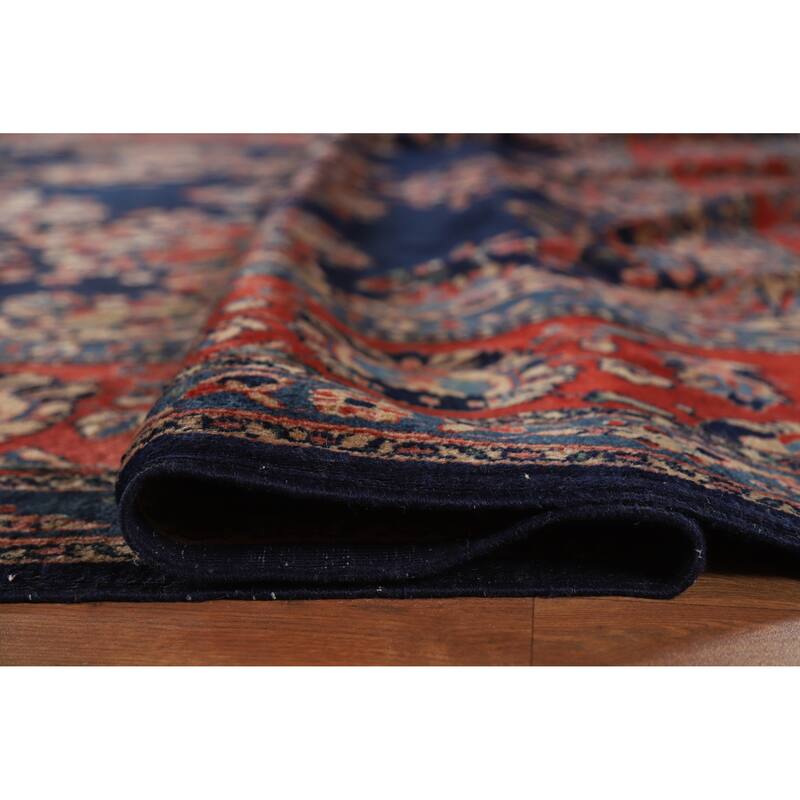 Hand Knotted Oriental 100% Wool Carpet Traditional Floral Navy Blue & Blues Sarouk Area Rug - 18' 7'' X 11' 1''