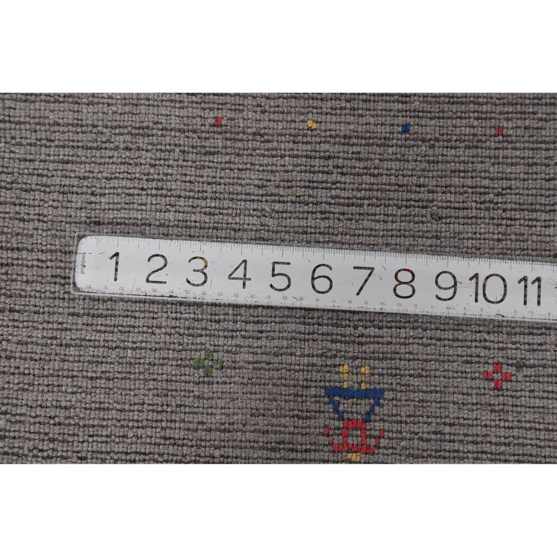 Gray Gabbeh Oriental Area Rug Handmade Wool Carpet - 9'4" x 11'9"