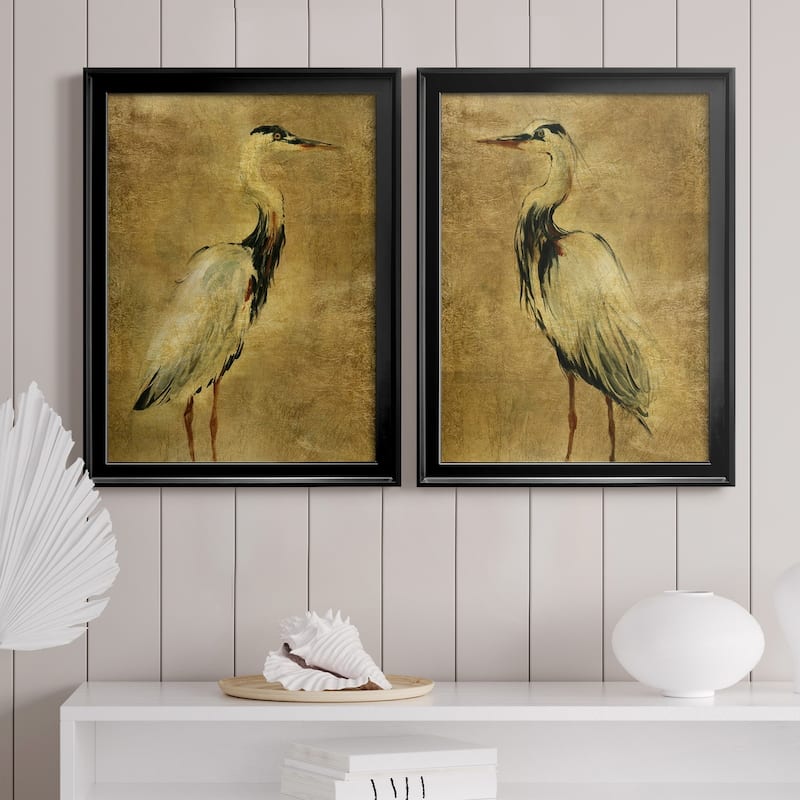 Gold Crane at Dusk I Premium Framed Print - Ready to Hang - Multi-Color