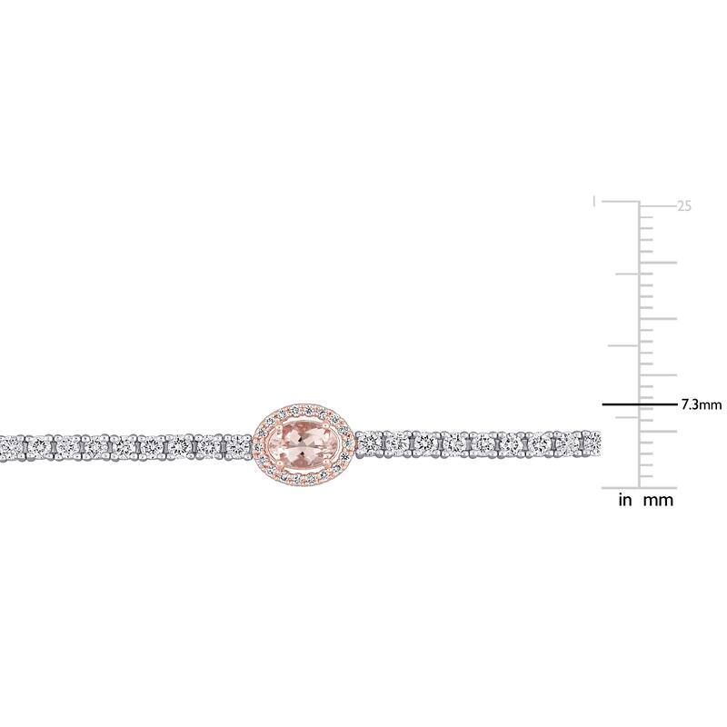 Miadora 2 1/2ct TGW Oval Shape Morganite 2ct TDW Diamond Tennis Bracelet 14k White & Rose Gold