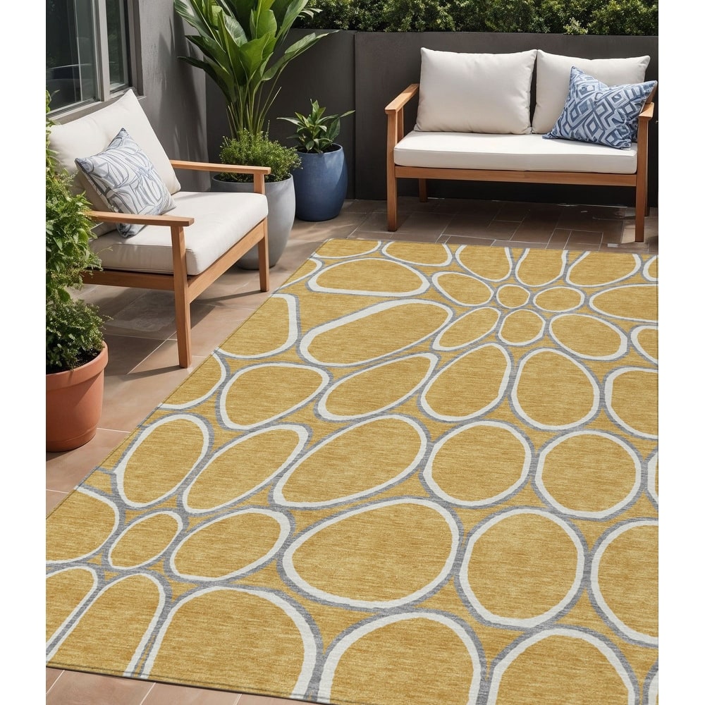 HomeRoots Abstract Transitional Rectangle Outdoor Rug