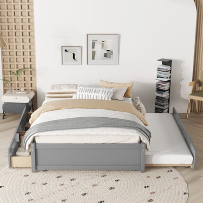 Full Bed With Twin Size Trundle and Two Drawers