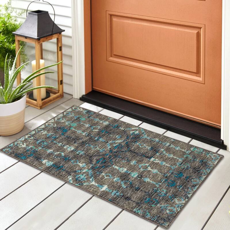 Indoor/ Outdoor Addison Bravado Morroccan Washable Area Rug - 1'8" x 2'6" - Mink