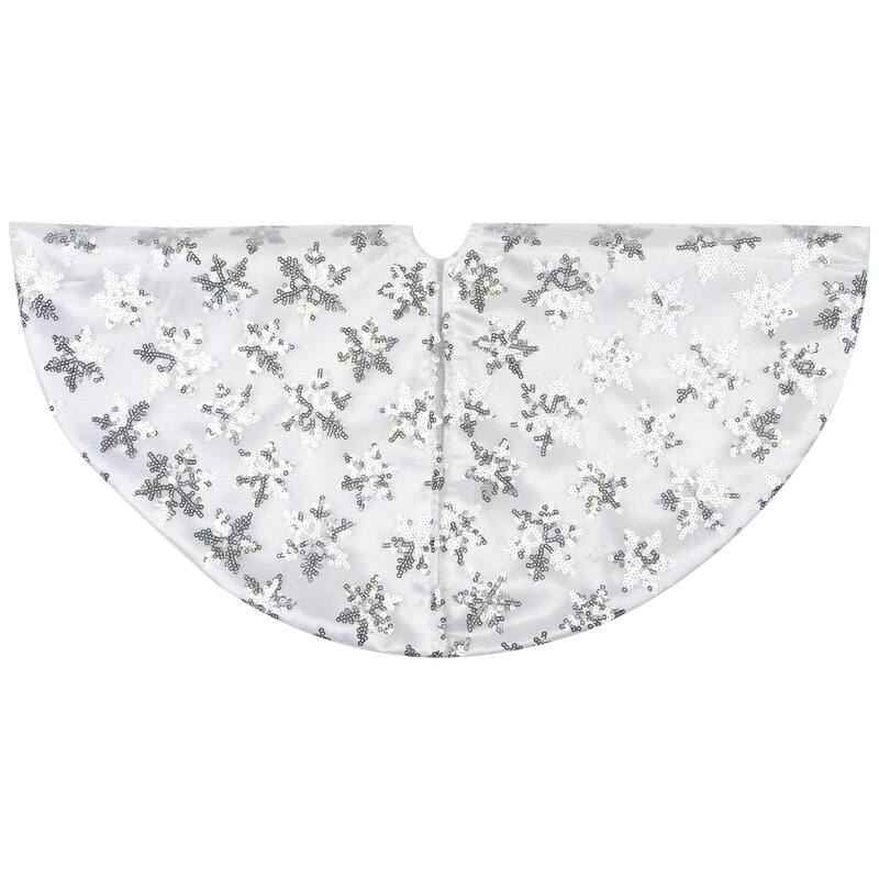 Sequin Snowflake Mini Christmas Tree Skirt - Silver - 20"