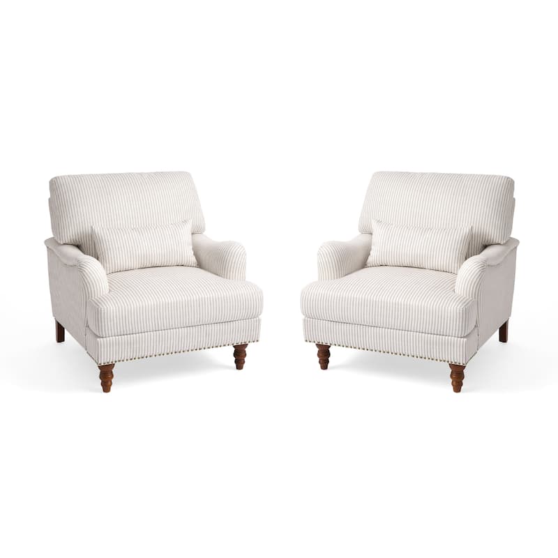 Set of 2 Mid Century Chenille Upholstered Accent Chairs