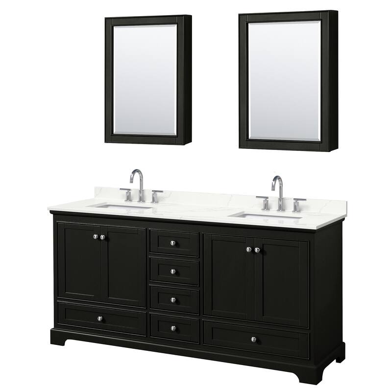 Wyndham Collection WCS202072D-QTZ-US3MED Deborah 72" Free Standing - Dark Espresso / Giotto Quartz Top / Polished