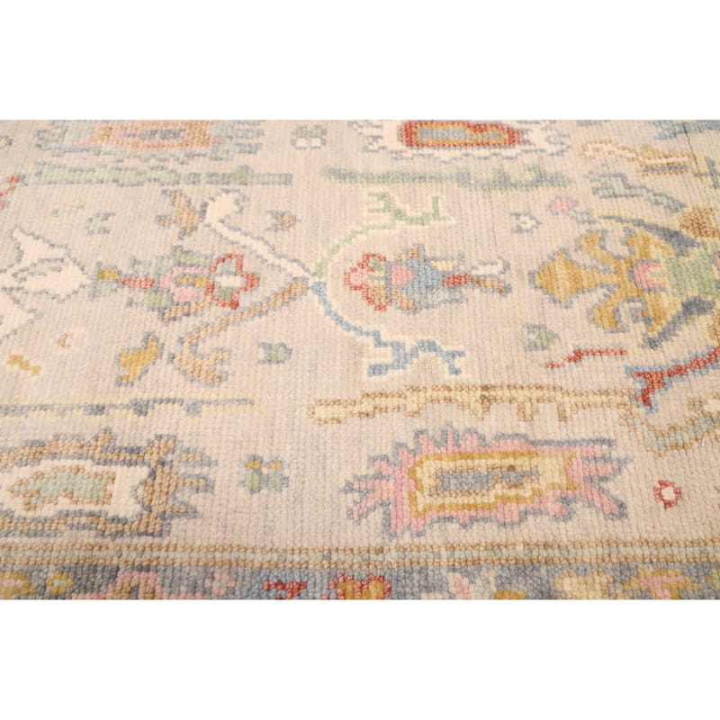 ECARPETGALLERY Hand-knotted Modern Oushak Light Grey Wool Rug - 2'7 x 8'1