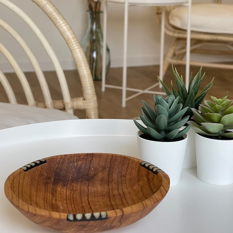 Hand-carved Rustic Olive Wood Bowl, Handmade in Kenya