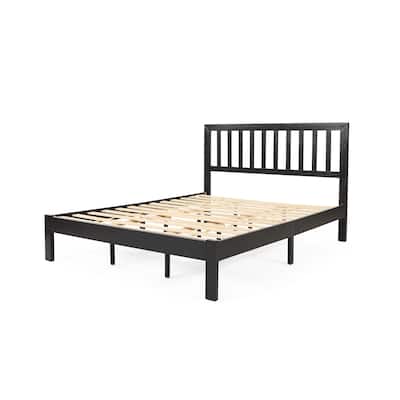 Queen Size Platform Bed Frame, Rustic Bedroom Solid Wood Bed Frame