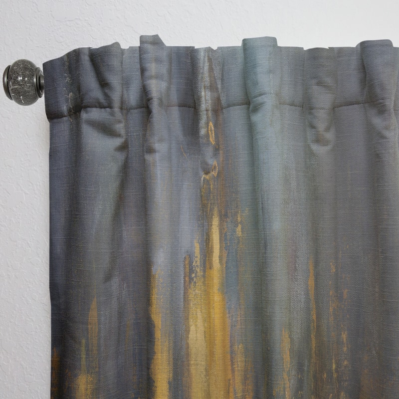 Designart 'Black and Gold Glam Abstract' Modern Curtain Single Panel