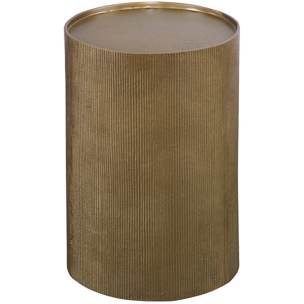 slide 2 of 3, Uttermost Adrina Antique Gold Drum Accent Table