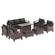 preview thumbnail 17 of 31, Bonosuki 8 Pieces Patio Sofa with Rectangle Fire Pit Table and Ottomans, All-Weather PE Rattan Wicker Sofa with Cushion, Gray