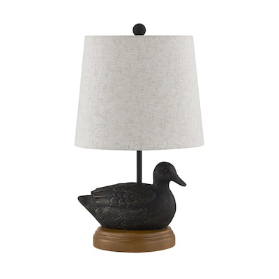 21"H Black Resin Duck Table Lamp With Shade - 12" x 12" x 21"