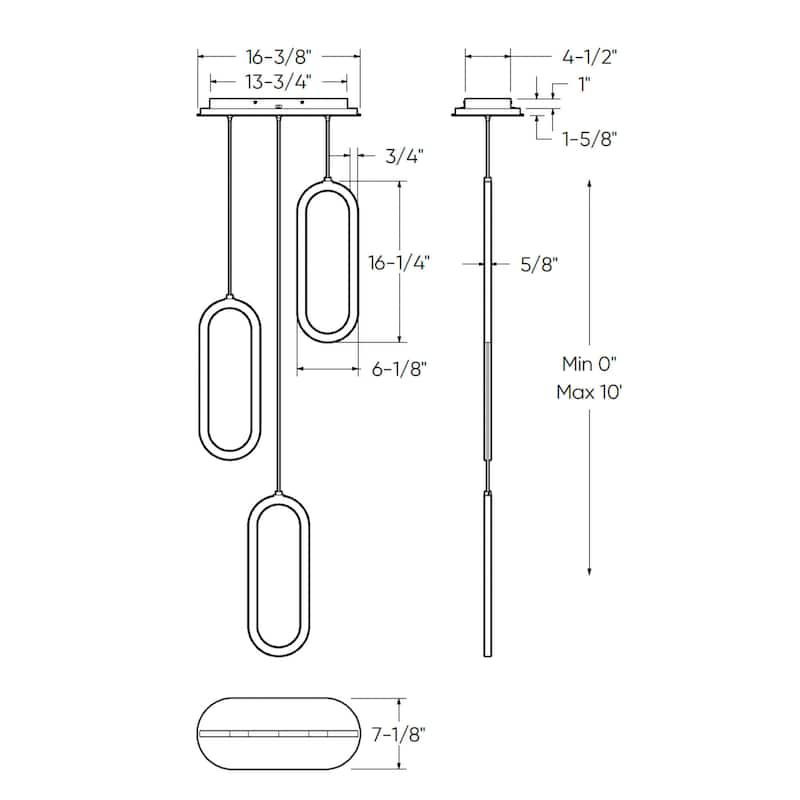 Atom 3 Light Vertical 5CCT LED Pendant Cluster