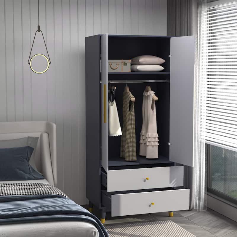 31.5"Wx70.9"H Armoire Wardrobe Storage Cabinet Closet Hanging Drawers