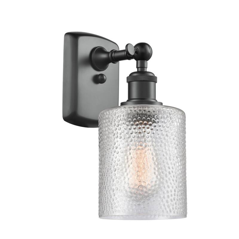 Innovations Lighting Cobbleskill 9" Tall Bathroom Sconce - Matte Black / Clear