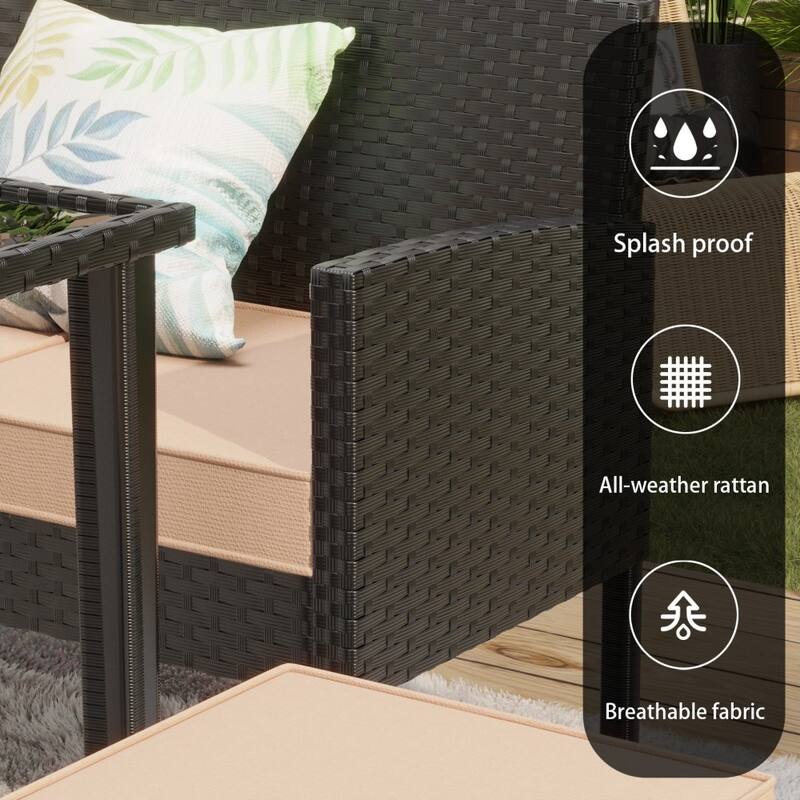 Modern Outdoor 7-piece All-weather Rattan Sofa Set with Waterproof Seat Cushion