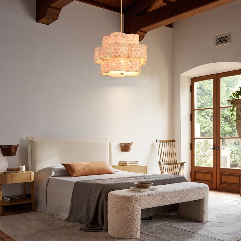 Rennnsan 24 in. 6-Light Brass Farmhouse Tiered Chandelier with Flower Shape - 24.0 in. W x 16.3 in. H