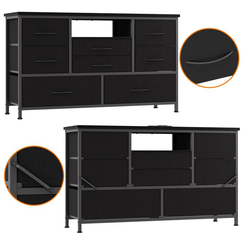 8 Drawers TV Stand with Power Outlet