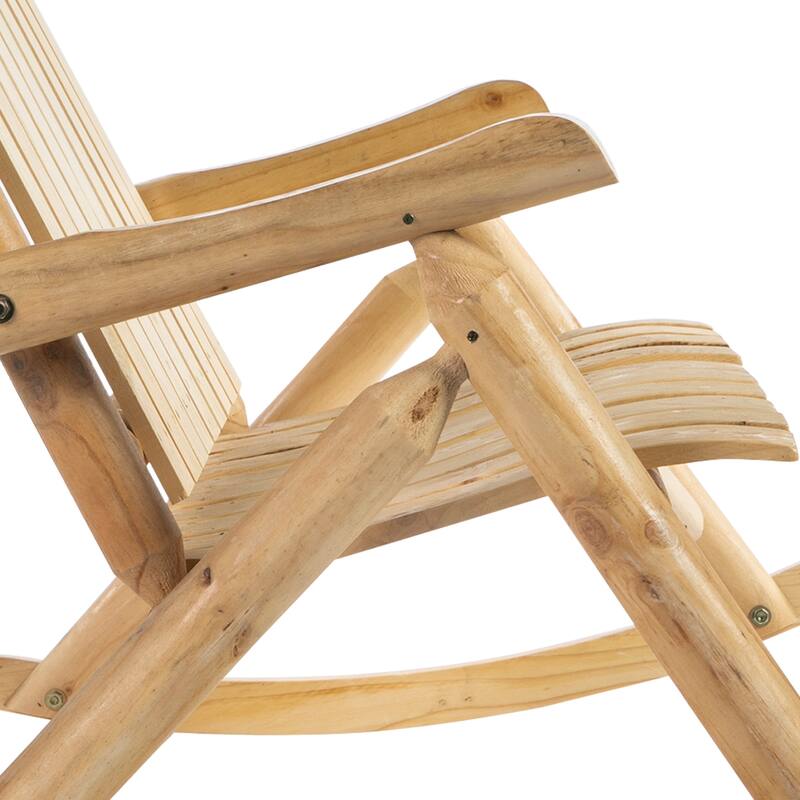 Outsunny 2-Person Wooden Adirondack Rocking with Slatted Design for Backyard, Porch, Poolside