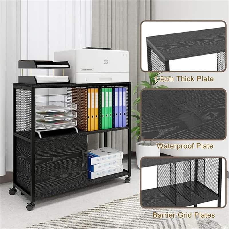 Mobile Wood Lateral File Cabinets - 15.7"D x 31.5"W x 29.7"H