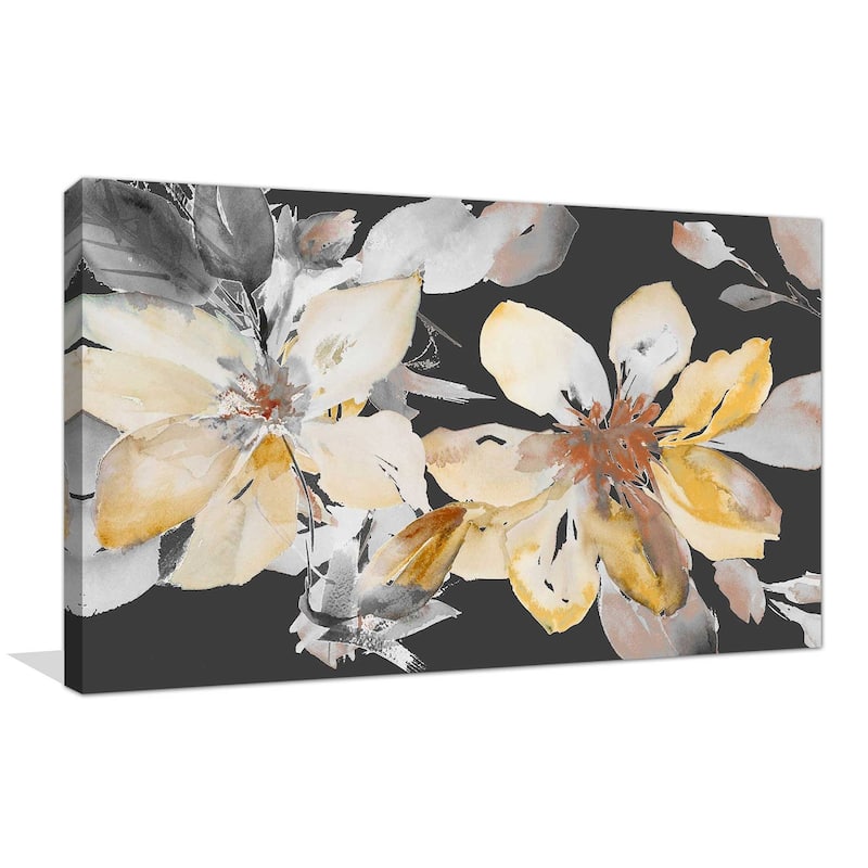 "Yellow Clematis on Grey" Print on Canvas