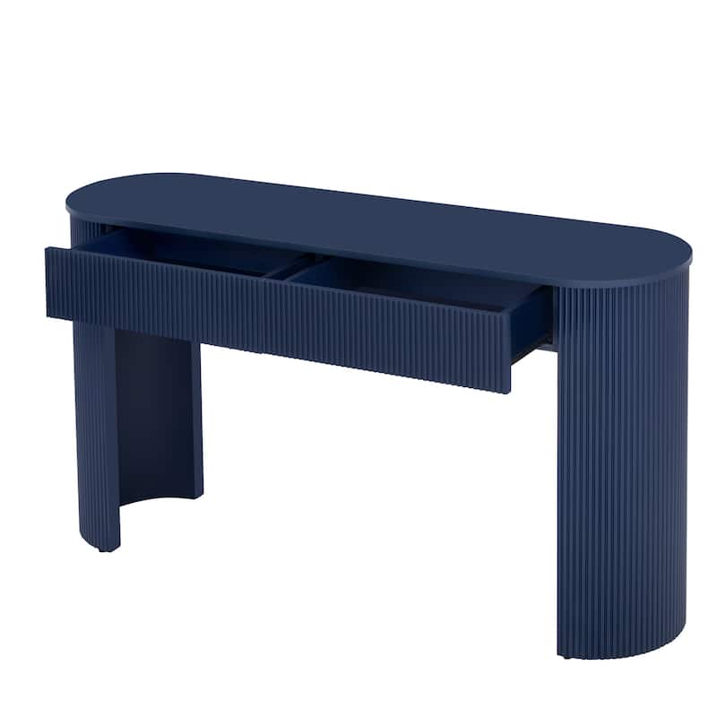 Modern Console Table with Storage,Oval Top and 2 Drawers